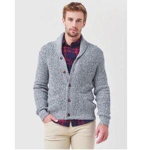 Faherty Men's Marled Cotton Cardigan Size XXL Black White Grandpacore Cabincore